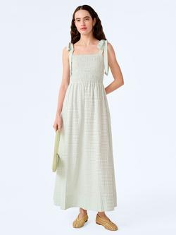 OMNES Dixie Seersucker Gingham Midi Dress, Mint/White