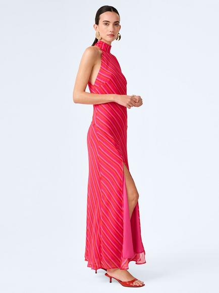 OMNES Elsie Halterneck Dress, Pink/Orange - view 2, Pink/Orange