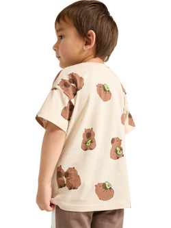 Lindex Kids' Relaxed Playful Print T-Shirt, Cream/Multi - view 2, Cream/Multi