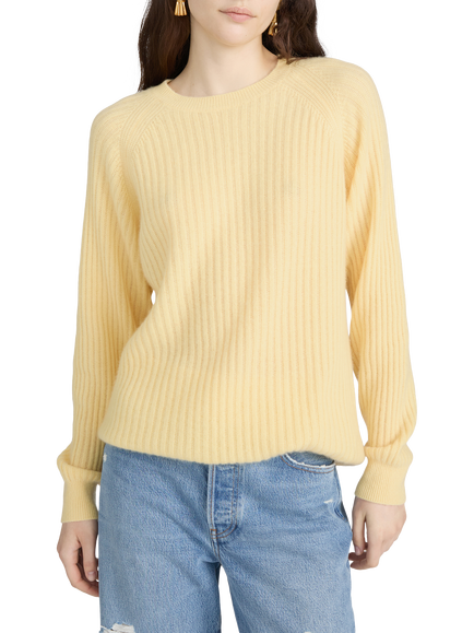 FRAME Sunbeam Cashmere Crew Neck Jumper, Canary, Canary