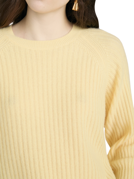 FRAME Sunbeam Cashmere Crew Neck Jumper, Canary - view 2, Canary