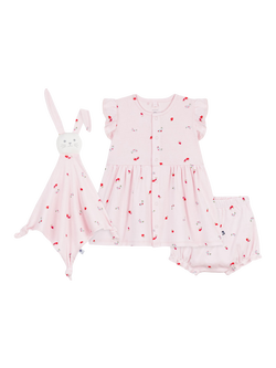 Petit Bateau Baby Dress and Bloomers Gift Set, Pink, Pink