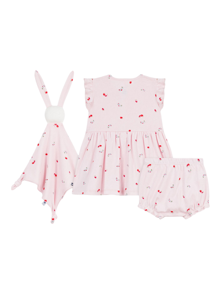Petit Bateau Baby Dress and Bloomers Gift Set, Pink - view 2, Pink