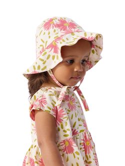 Petit Bateau Kids' Floral Sun Hat, Cream/Multi - view 2, Cream/Multi