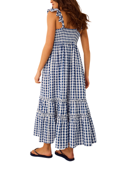 Accessorize Gingham Midi Dress, Navy - view 2, Navy