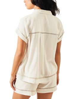 Accessorize Embroidered Hem Beach Shirt, Beige - view 2, Beige