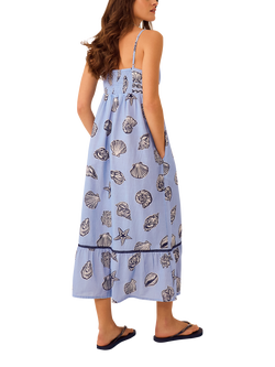 Accessorize Shell Print Dress, Blue - view 2, Blue
