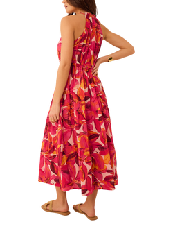 Accessorize Bright Floral Halterneck Midi Dress, Multi - view 2, Multi