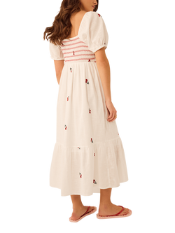 Accessorize Cherry Embroidery Midi Dress, White - view 2, White