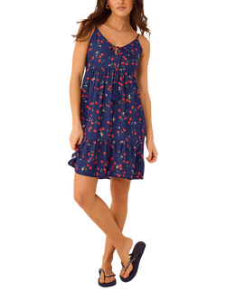 Accessorize Cherry Print Mini Dress, Navy, Navy
