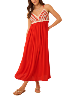 Accessorize Stripe Crochet Bodice Dress, Multi, Multi