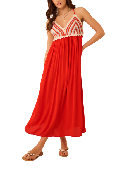 Accessorize Stripe Crochet Bodice Dress, Multi, Multi