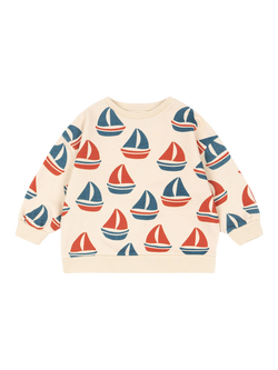 Konges Sløjd Kids' Loupy Boat Print Sweatshirt, Ahoy, Ahoy