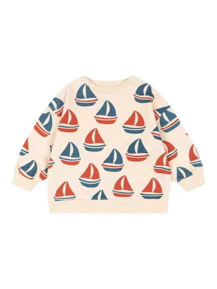 Konges Sløjd Kids' Loupy Boat Print Sweatshirt, Ahoy, Ahoy