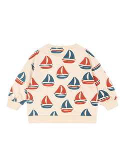 Konges Sløjd Kids' Loupy Boat Print Sweatshirt, Ahoy - view 2, Ahoy