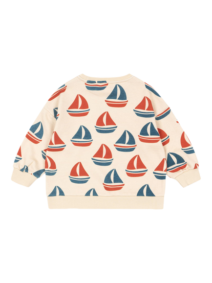 Konges Sløjd Kids' Loupy Boat Print Sweatshirt, Ahoy - view 2, Ahoy