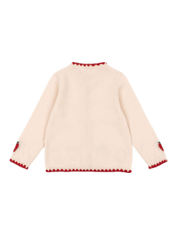 Konges Sløjd Collette Pure Wool Strawberry Embroidery Cardigan, Buttercream - view 2, Buttercream