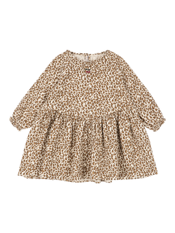 Konges Sløjd Coco Long Sleeve Leopard Print Dress, Brown/Multi, Brown/Multi
