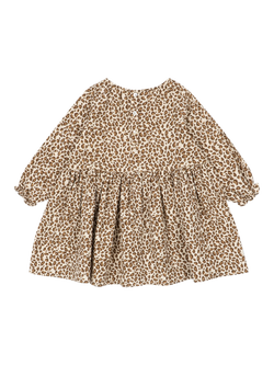 Konges Sløjd Coco Long Sleeve Leopard Print Dress, Brown/Multi - view 2, Brown/Multi