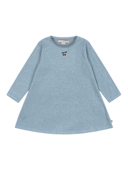 Konges Sløjd Kids' Roli Shimmer Cherry Motif Dress, Blue, Blue