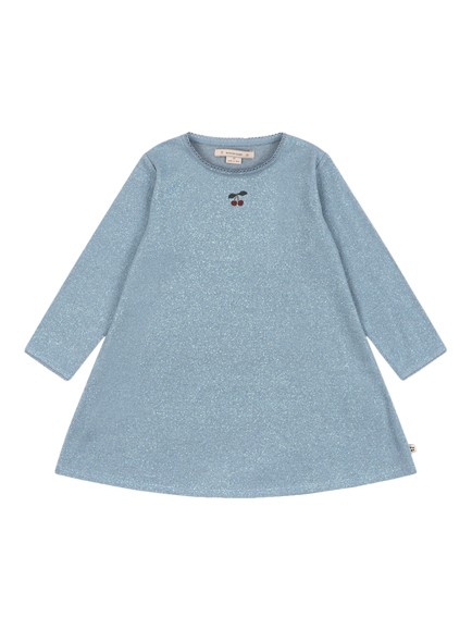 Konges Sløjd Kids' Roli Shimmer Cherry Motif Dress, Blue, Blue