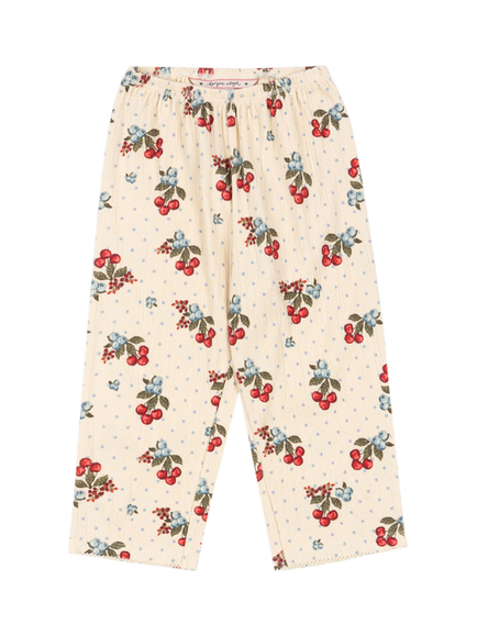 Konges Sløjd Kids' Chleo Berry Print Trousers, Cream/Multi, Cream/Multi
