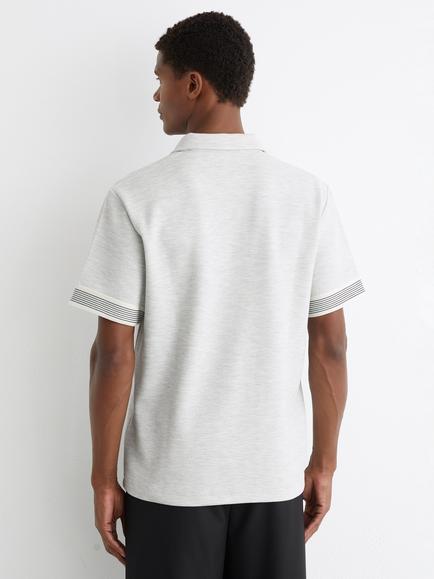 Reiss Bruno Half Zip Tape Cuff Polo Shirt, Grey - view 2, Grey
