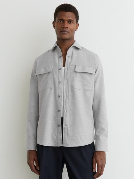 Reiss Chamber Twin Pocket Overshirt, Grey, Grey