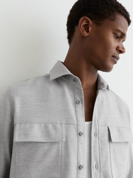 Reiss Chamber Twin Pocket Overshirt, Grey - view 2, Grey