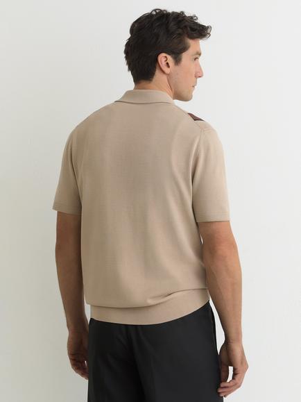 Reiss Axis Argyle Knitted Button Down Jumper, Camel - view 2, Camel