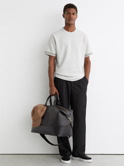 Reiss Aries Textured Tape Cuff T-Shirt, Grey, Grey