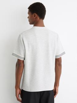 Reiss Aries Textured Tape Cuff T-Shirt, Grey - view 2, Grey