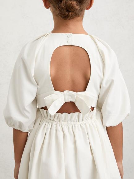 Reiss Kids' Mae Fit and Flare Open Bow Back Occasion Dress, White - view 2, White