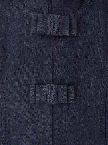 Reiss Kids' Ruby Cotton Denim Pleated Pinafore Dress, Indigo - view 2, Indigo