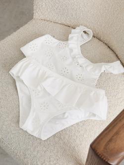 Reiss Kids' Maxine Broderie Peplum Bikini, White - view 2, White