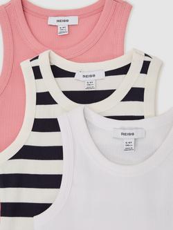Reiss Kids' Violet Sleeveless Vest Top, Pack of 3, Multi - view 2, Multi