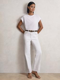 Reiss Selin Straight Cut Mid-Rise Jeans, White, White