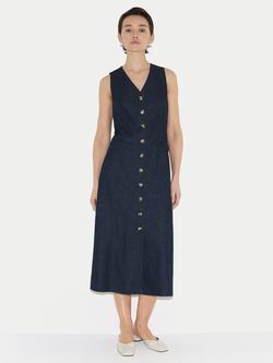 Jigsaw Chambray Waistcoat Dress, Blue, Blue