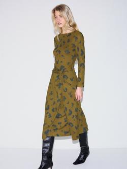 Jigsaw Ink Cloud Crinkle Knot Dress, Khaki/Ink, Khaki/Ink