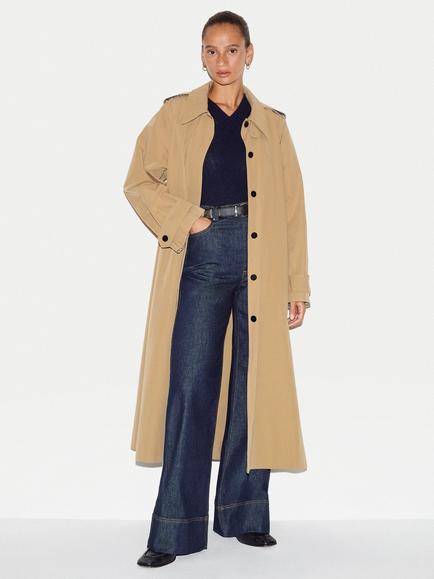 Jigsaw Naya Cotton A-line Trench Coat, Stone, Stone