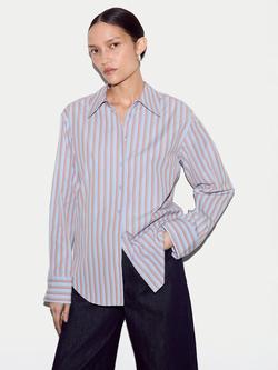 Jigsaw Relaxed Fit Cotton Stripe Long Sleeve Shirt, Multi, Multi
