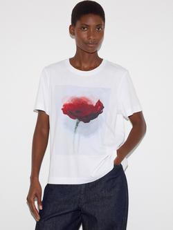 Jigsaw Watercolour Rose T-Shirt, Red, Red