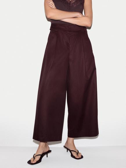 Jigsaw Wide Leg Cotton Poplin Trousers, Purple, Purple