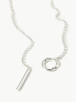 Jigsaw Adjustable Lariat Necklace, Silver - view 2, Silver