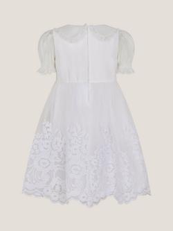 Monsoon Baby Athena Embroidered Puff Sleeve Dress, White - view 2, White