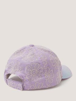 Monsoon Kids' Floral Embroidered Sequin Cap, Lilac - view 2, Lilac