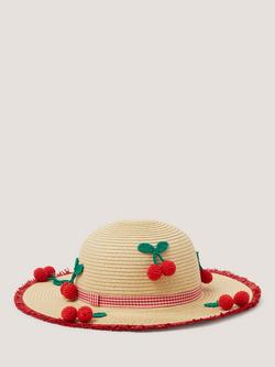 Monsoon Kids' Cherry Straw Sun Hat, Natural, Natural