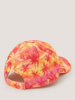 Monsoon Kids' Sequin Palm Sunset Baseball Cap, Pink/Orange - view 2, Pink/Orange
