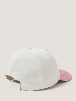 Monsoon Kids' Unicorn Glitter Baseball Cap, White/Pink - view 2, White/Pink