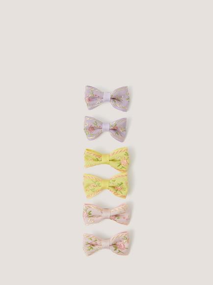 Monsoon Kids' Floral Bow Hair Clip Set, Pack of 6, Multi, Multi
